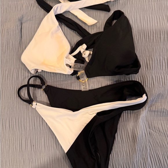 Swim | Black And White Bikini Set | Poshmark